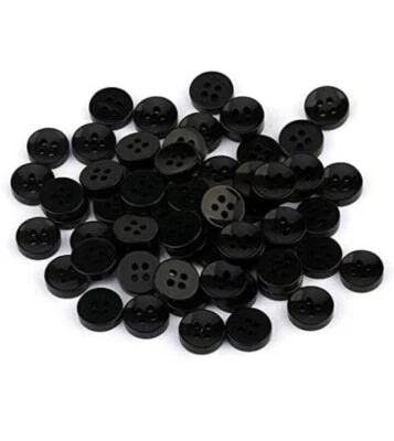Black Shirt Buttons, Four Hole Button for Shirts, Pack of 100, Sewing, Knitting - Image 1 of 3