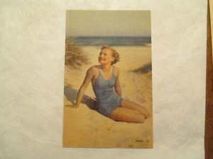 Postcard Pin Up Girl Swimsuit Lady Woman - Picture 1 of 2