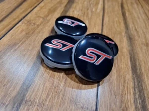 For Ford Set of 4x54mm Black ST Wheel Center Caps Edge Escape - Picture 1 of 1