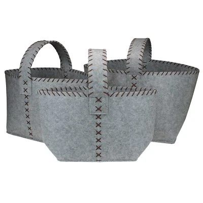 Filztasche Hellgrau mit Ziernaht verschiedene Größen oder im Set Filzkorb Filz - Bild 1 von 4