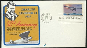1710 Lindbergh 1st Spectrum Cachet (A) 50th Anniv Non Stop Solo Flight LOT 1390 - Imagen 1 de 1