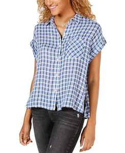 Sanctuary Mod Short-Sleeve Shirt (Blue Plaid, L) - Picture 1 of 1