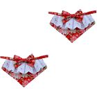  2 PCS Japanese Pet Bibs Christmas Dog Triangle Truning Red Redhood The Cat