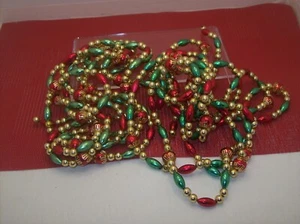 CHRISTMAS TREE GARLAND X2 STRANDS RED, GREEN, GOLD 7.5' (15') - Picture 1 of 2