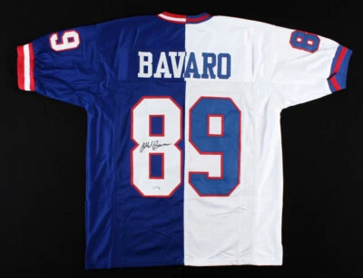 Camiseta azul (PSA) 2xSuper Bowl Champion T.E. assinada por Mark Bavaro New York Giants - Imagem 1 de 4