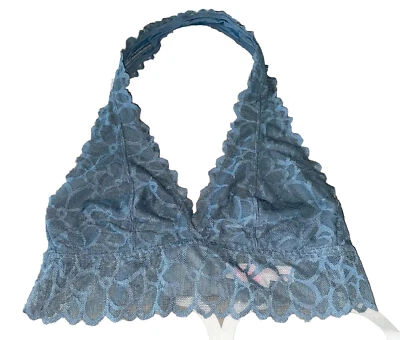 Bralette halter de encaje azul/gris talla XS Victoria’s Secret Foto 1 de 4
