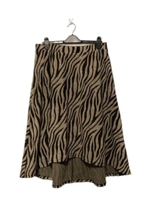 M&S Animal Print Skirt Size 16 High Low Skirt Lined Texture Casual Black Beige - Picture 1 of 6