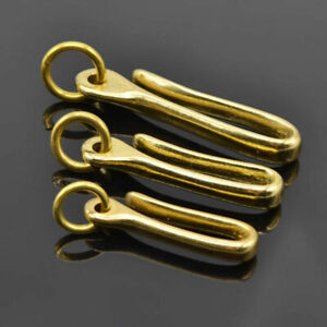 S/M/L Retro Solid Brass KeyChain Key Ring Belt U Hook Wallet Chain Fish Hook
