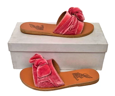 ANCIENT GREEK SANDALS Womens Lovely Taygete Bow Pink Velvet Shoes EU 36 UK 3 - Image 1 of 4