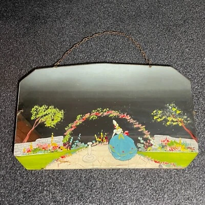 Vintage Mid-Century Frameless Wall Mirror, Art Deco, Wood backing, Bevelled Edge - Image 1 of 4