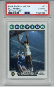 2008 TOPPS CHROME REFRACTOR #172 BILL RUSSELL CARD CELTICS PSA 10 LOW POP 2 RARE - Picture 1 of 2