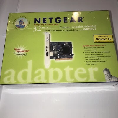 NEW Plastic Sealed Netgear GA302T PCI Copper Gigabit Adapter New In Box - Image 1 of 4