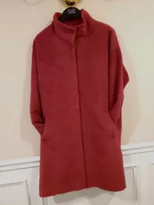 $698 Eileen Fisher Stand Collar Suri Brushed Alpaca / Wool Coat Deep Claret Sz L - Picture 1 of 6