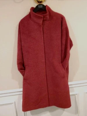 $698 Eileen Fisher Stand Collar Suri Brushed Alpaca / Wool Coat Deep Claret Sz L - Image 1 of 4
