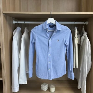 Ralph Lauren Womens Button-Up Shirt Size XS Blue Long-Sleeve Oxford Knit Summer. - Picture 1 of 5