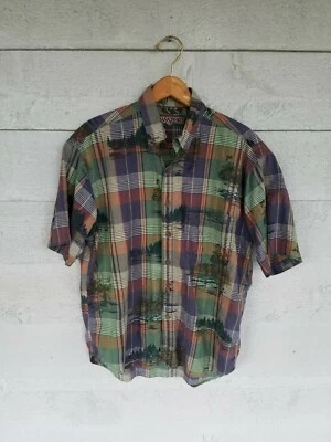 JanSport Vintage Men's Forest Print Short Sleeve Shirt Button Down Size M - Image 1 of 4