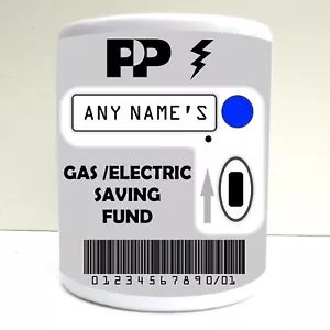 PERSONALISED KEY METER ELECTRIC GAS SAVING FUND PRINT CERAMIC MONEY BOX GIFT - Picture 1 of 4