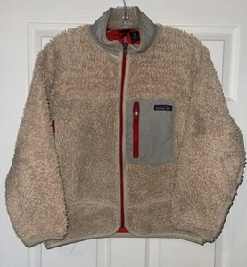 Patagonia Kids Retro X Deep Pile Fleece Jacket Natural Beige VTG Rare Hike Med! - Picture 1 of 7