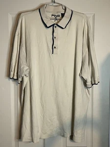 Vintage 2000’s Ping Golf Polo Beige Short Sleeve Golf Shirt Size 2X - Picture 1 of 11