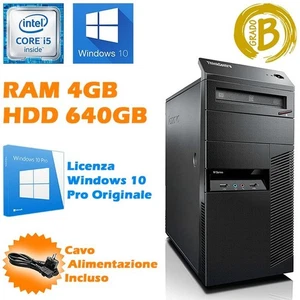 Pc Computer Desktop Tower Lenovo M90P I5 4Gb 640Gb Rs232 Serial Win10 - Picture 1 of 3