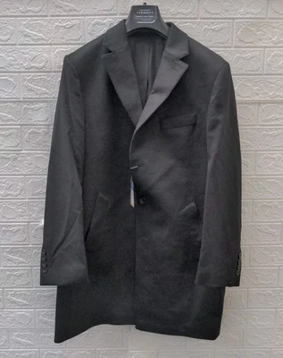 Nuevo abrigo de lana pura para hombre Charles Tyrwhitt negro talla 42R Foto 1 de 4