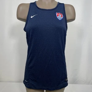 USMNT Soccer Team USA Nike Dri Fit Training Blue Tank Top Jersey Women's LARGE - Picture 1 of 16