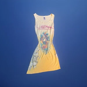 Rare Y2K Ed Hardy Mermaid Tattoo Tank Mini Dress Christian Audigier OS Hot - Picture 1 of 5