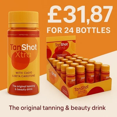 24  TAN SHOT XTRA  Sunbed Tanning Accelerator & Beauty Drink Enhanced Formula - Image 1 of 4