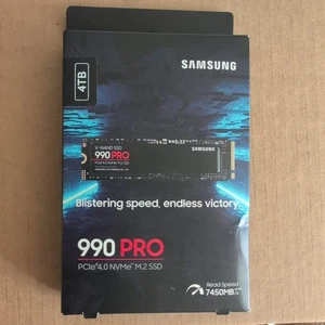 NEW SAMSUNG SSD 990 PRO 4TB PCIe 4.0 M.2 2280 Read Up-to 7,450MB/s MZ-V9P4T0B/AM - Photo 1/4