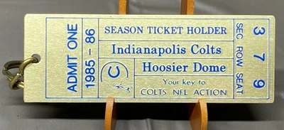 Indianapolis Colts 1985-86 Season Ticket Holder Gold Tone Metal Ticket Keychain - Image 1 of 4