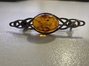 Celtic Style Amber Brooch - Picture 1 of 8