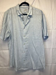 NWT Ike Behar Pure Linen Luxe Travel Button Up Shirt Mens 2XL Skylight Blue - Picture 1 of 4
