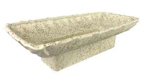 Vintage USA Pottery W 5/3 Rectangular Ceramic Planter 13" Beige Brown Speckles - Picture 1 of 10