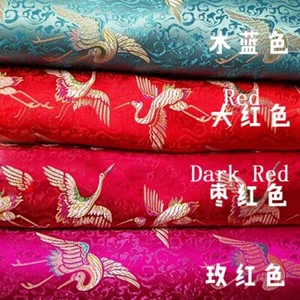 100X75cm Jacquard Brocade Fabric Costume Upholstery Cloth Sewing Material Crane - Picture 1 of 18