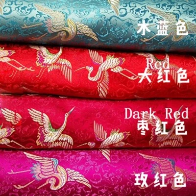 100X75cm Jacquard Brocade Fabric Costume Upholstery Cloth Sewing Material Crane - Image 1 of 4