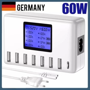 60-W-USB-Ladegerät, 8-Port-USB-Ladegerät, Multi-Port-Ladestation, Weiß DHL - Zdjęcie 1 z 11