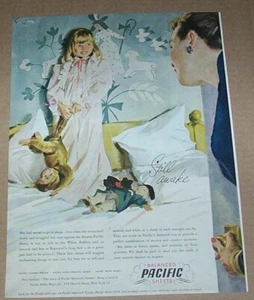 1948 print ad -Pacific Mills JOHN GANNAM little girl family home art advertising - Picture 1 of 1
