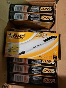 18x12=216 BIC Clic Stic Black Retractable Ballpoint Pens, Medium Point 1mm - Picture 1 of 1