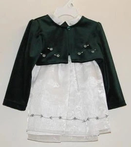 Vestido de terciopelo blanco de gasa + encogerse de hombros 18 meses bebé peluche a elección NUEVO - Imagen 1 de 5