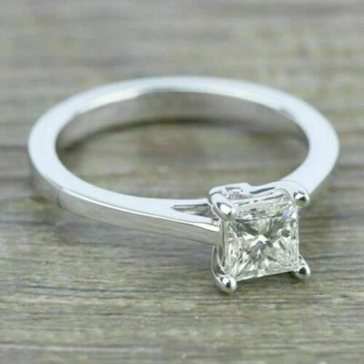 Princess Cut 1.25Ct Diamond 14k White Gold Engagement Ring Simulated in Size 5.5 - Image 1 of 3