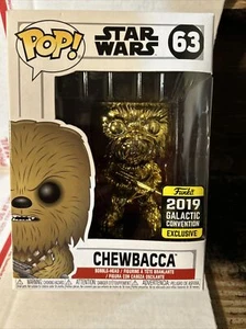 Funko POP 2019 Galactic EXCLUSIVE Gold Chrome Chewbacca 10% to charity - Picture 1 of 6