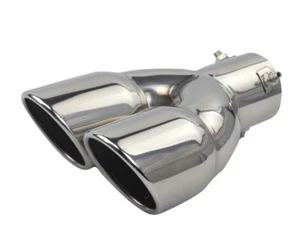 Twin Chrome Silver Exhaust Tips 70mm Inlet Dual 76mm Outlet Muffler Tail Pipe AU - Foto 1 di 5