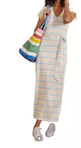 Boden Ella Striped Maxi T-shirt Dress Short Sleeves V Neck Pullover 2R -No Belt - Picture 1 of 11
