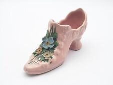 Vintage Pink, Pottery Floral Victorian Shoe Figurine