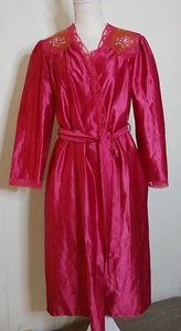 Vintage Lorraine Morgenmantel Hot Pink Damengröße M hergestellt in den USA Arnel Nylon Taschen - Bild 1 von 13