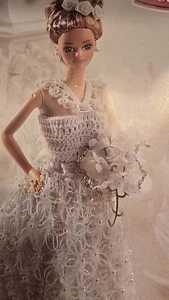 Annie's FASHION Doll CROCHET CLUB PATTERN White Pearls Wedding Gown - Picture 1 of 4