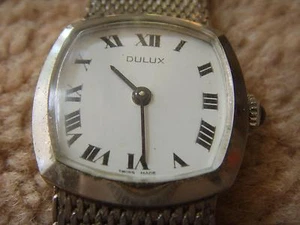 VINTAGE SWISS WIND UP DULUX LADIES BRACELET WATCH CABOUCHON INSET WINDER - Picture 1 of 1