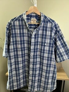 Camisa a Cuadros Red Head Brand Co Para Hombre Manga Corta Abotonada Azul/Blanco Talla 2XL - Imagen 1 de 6