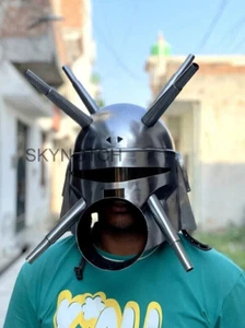 Casco Mandaloriano de Star War calibre 18 Acero Casco de Halloween Película Armadura de utilería - Imagen 1 de 6