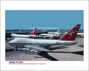 Qantas Boeing 747-SP Art Print – Departing Sydney 1982 – 20" x 16" Poster - Imagen 1 de 4